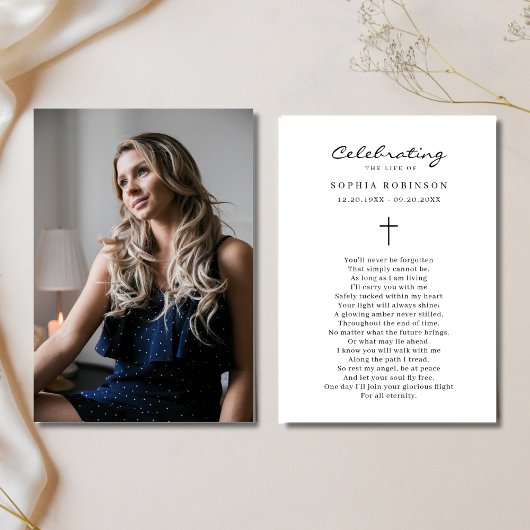 Photo de la carte de prière funéraire pour la célé