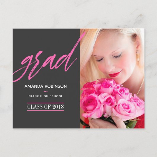 Photo de la Faire-part des diplômés rose-chaud (Devant)