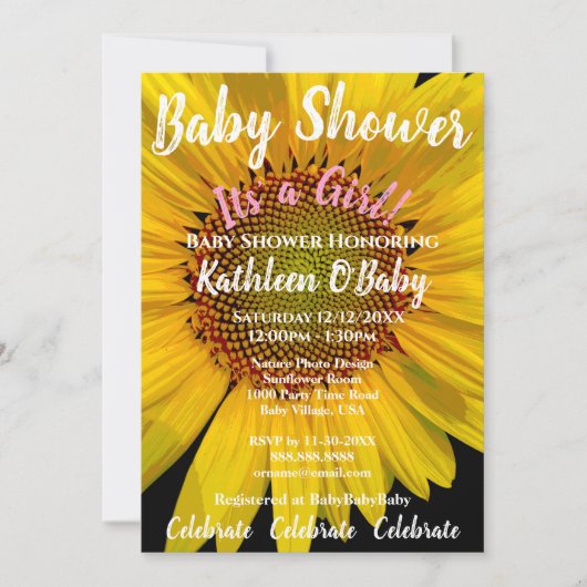 PHOTO DE LA FILLE DE BÉBÉ INVITATION À LA DOUCHE (Devant)