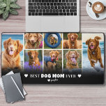 Photo de la maman du chien<br><div class="desc">Personnalisé "Best Dog Mom Ever" 8 Photo Collage Mat. Célébrez son amour et sa dévotion à ses amis furieux avec ce tapis de bureau personnalisé, conçu pour ajouter une touche personnelle et pratique à son espace de travail. "Best Dog Mom Ever" est élégamment affiché en haut en noir sur un...</div>