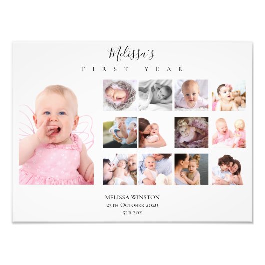 Photo de la première année du bébé Garde-souvenir (Devant)