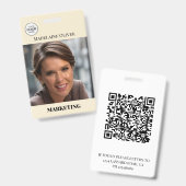 Photo de l'employé ID Code QR Badge Logo Crème (Avant & arrière)