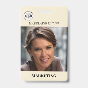 Photo de l'employé ID Code QR Badge Logo Crème