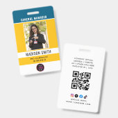 Photo de l'employé Logo ou badge de sécurité QR CO (Avant & arrière)