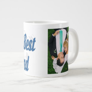 Photo de mari avec texte bleu mer Mug de café géan