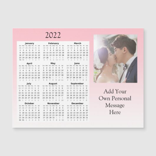 Photo de mariage 2022 Mini Calendrier   Invitation (Devant)