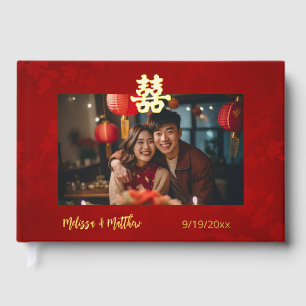 Photo de mariage chinois rouge scintillant