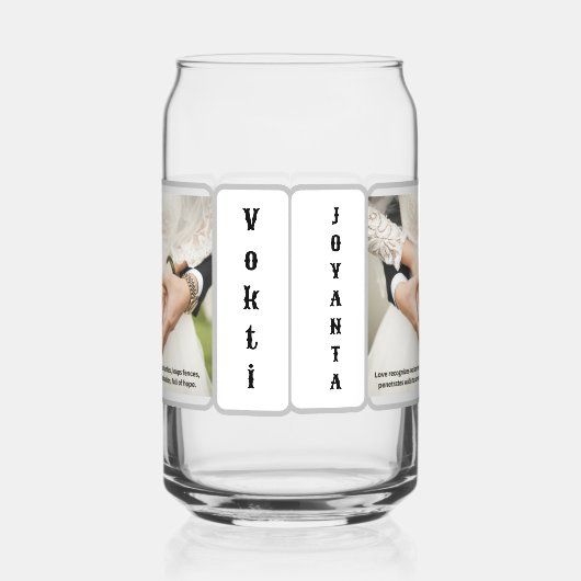 Photo de mariage de Drinkware avec Nom Can Verre. (Gauche)