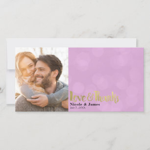 Photo de mariage en or rose Love & Thanks Merci