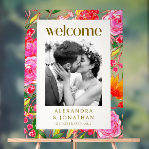 Photo de mariage floral rose Bienvenue Couleur viv