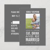 Photo de mariage Gris Manger Boire Être Marié RSVP (Devant / Derrière)