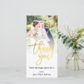 Photo de mariage Image Merci Faux papier doré (Debout devant)