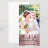 Photo de mariage image rose gold brillant merci (Devant / Derrière)