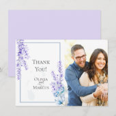 Photo de mariage Merci | Aquarelle lavande (Devant / Derrière)