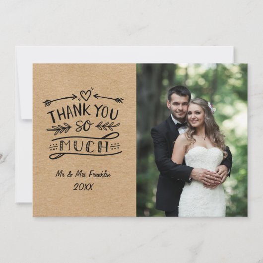 Photo de mariage Merci beaucoup Rustique Kraft Boh (Devant)