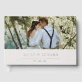 Photo de mariage moderne douce beige et argent (Recto)