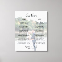 Photo de mariage personnalisée et toile Vows Impri