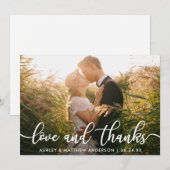 Photo de mariage remerciements | Amour et Merci (Devant / Derrière)