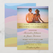 Photo de mariage sur la plage Invitation d'aquarel (Devant / Derrière)