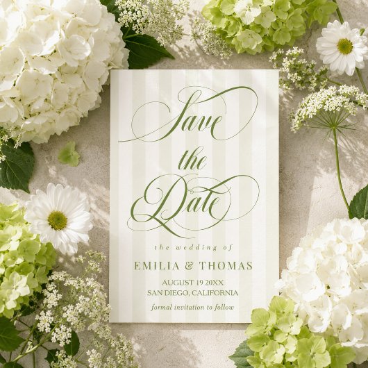 Photo de mariage vert et blanc pour save the date
