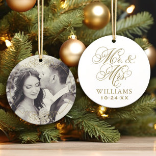 Photo de monogramme de mariage vintage or M. et Mm