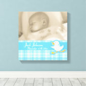 Photo de naissance chèque bleu et toile de canard  (Insitu (Plancher de Bois))