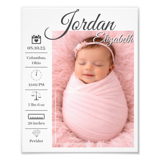 Photo de naissance de bébé (Devant)