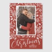 Photo de Noël botanique Carte magnétique rustique (Devant)