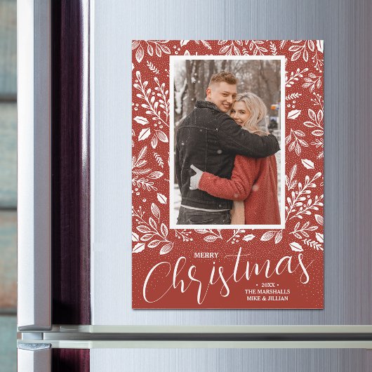 Photo de Noël botanique Carte magnétique rustique