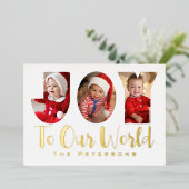 Photo de Noël Collage Gold Foil Carte de vacances (Debout devant)