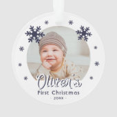 Photo de Noël de bébé avec flocons de neige bleus  (dos)