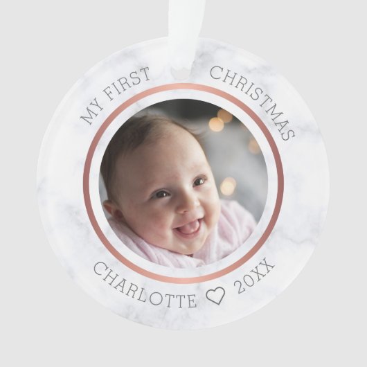 Photo de Noël de bébé moderne sur marbre (devant)