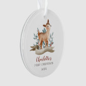 Photo de Noël de la fille de cerf de bois (devant)