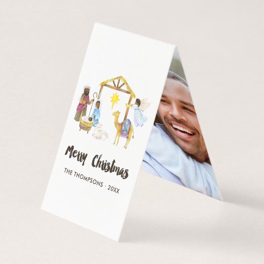 Photo de Noël de la Nativité à l'aquarelle (Front)