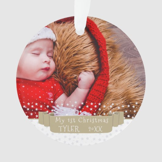 Photo de Noël du bébé festif personnalisé (devant)