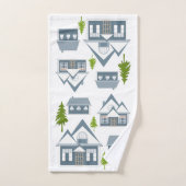 Photo de Noël hiver gris maisons vertes w (Serviette à main)