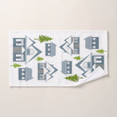 Photo de Noël hiver gris maisons vertes w (Serviette à main)