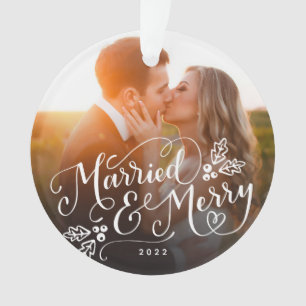 Photo de Noël mariée et joie