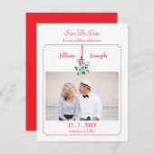 Photo de Noël Mistletoe Enregistrer la carte de da (Devant / Derrière)