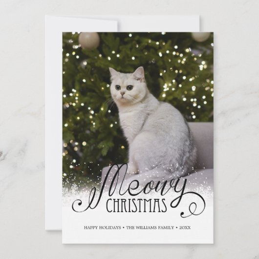 Photo de Noël moderne Meowy Chat Pet Carte de vaca (Devant)