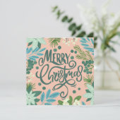 Photo de Noël rose floral Carte de vacances (Debout devant)