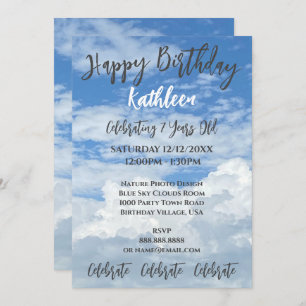 PHOTO DE NUAGES DU CIEL BLEU INVITATION ANNIVERSAI