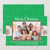 Photo de Pinecones Burlap Vert - Carte de Noël (Devant / Derrière)