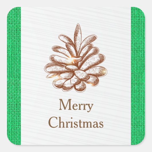 Photo de Pinecones de Burlap vert - Sticker Carré (Devant)