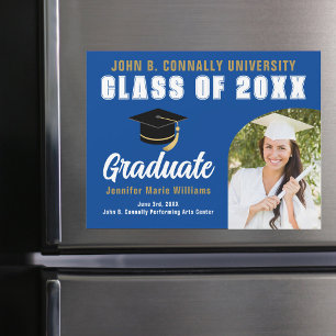 Photo de remise de diplôme bleu blanc Magnet Card
