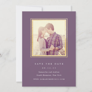 Photo de save the date Classique Or et Aubergine P