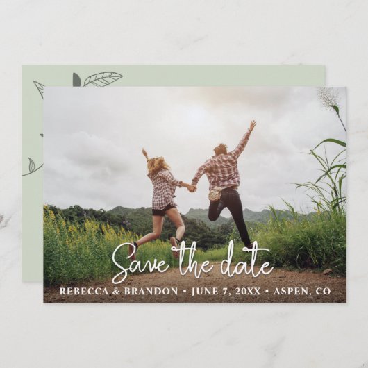 Photo de Save The Date Double Face Rustique Élégan (Devant / Derrière)