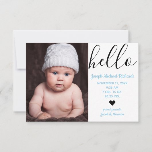 Photo de script Hello - 3x5 Faire-part de naissanc (Devant)