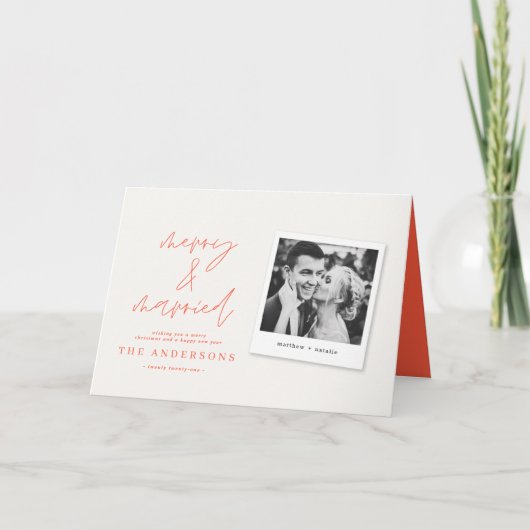 Photo de script moderne joyeux & marié rouge noël (Devant)