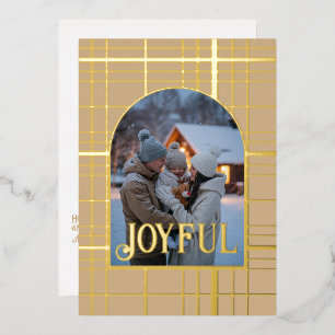 Photo de vacances de Noël à carreaux dorés et marr